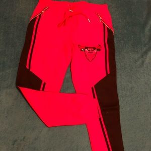 Men’s Red with Black Bull design Sweatpants